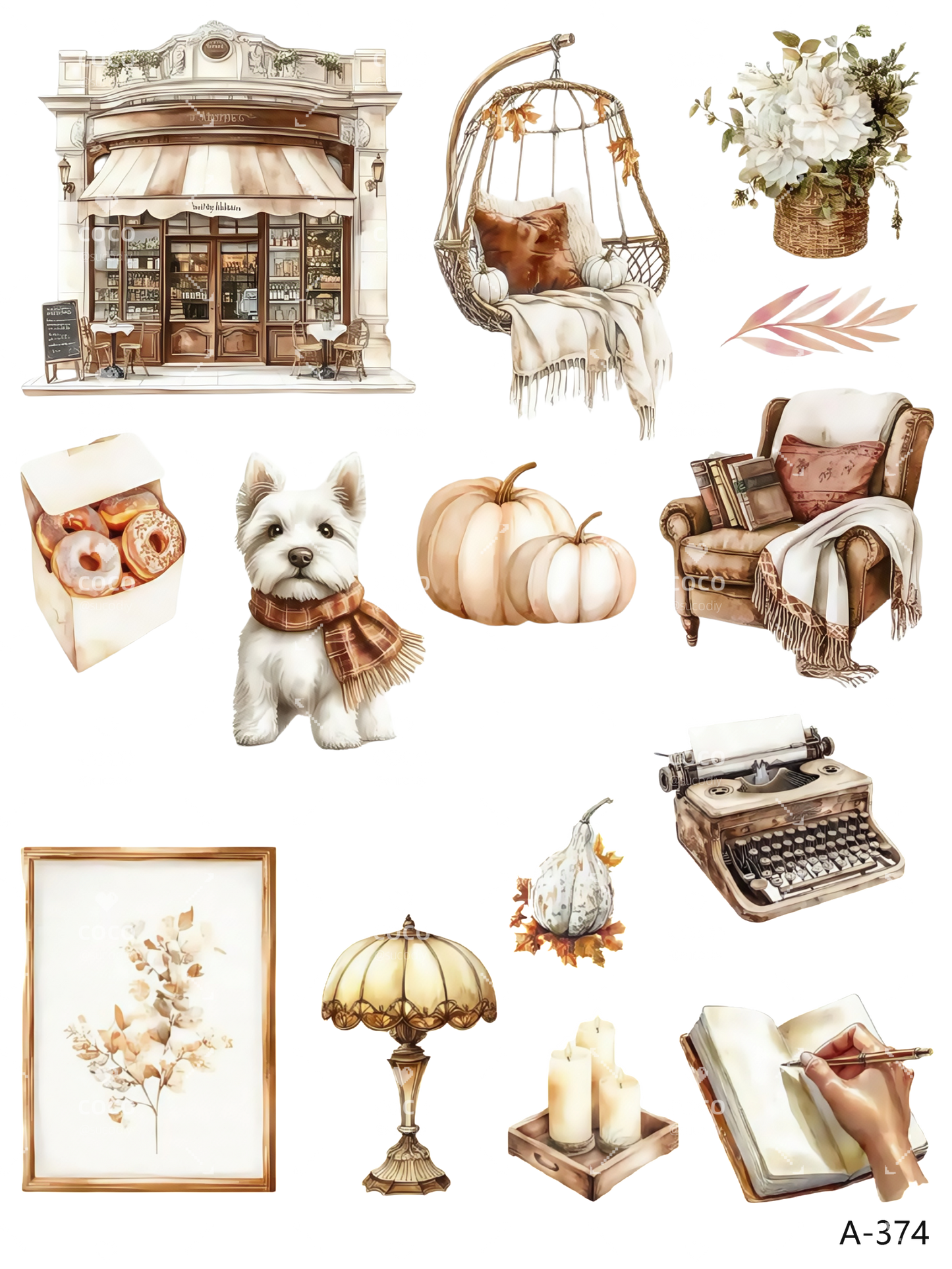 A370-A375 embossed sticker A374