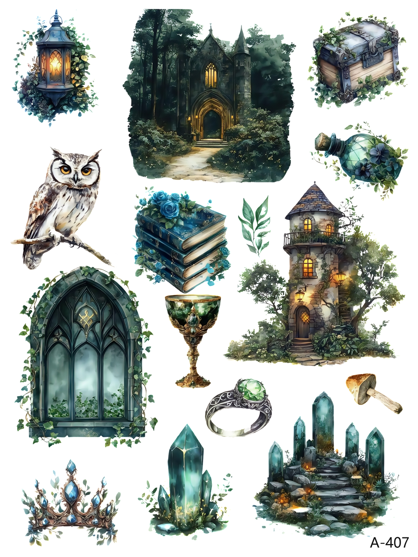 A404-A409 embossed sticker A407 embossed sticker