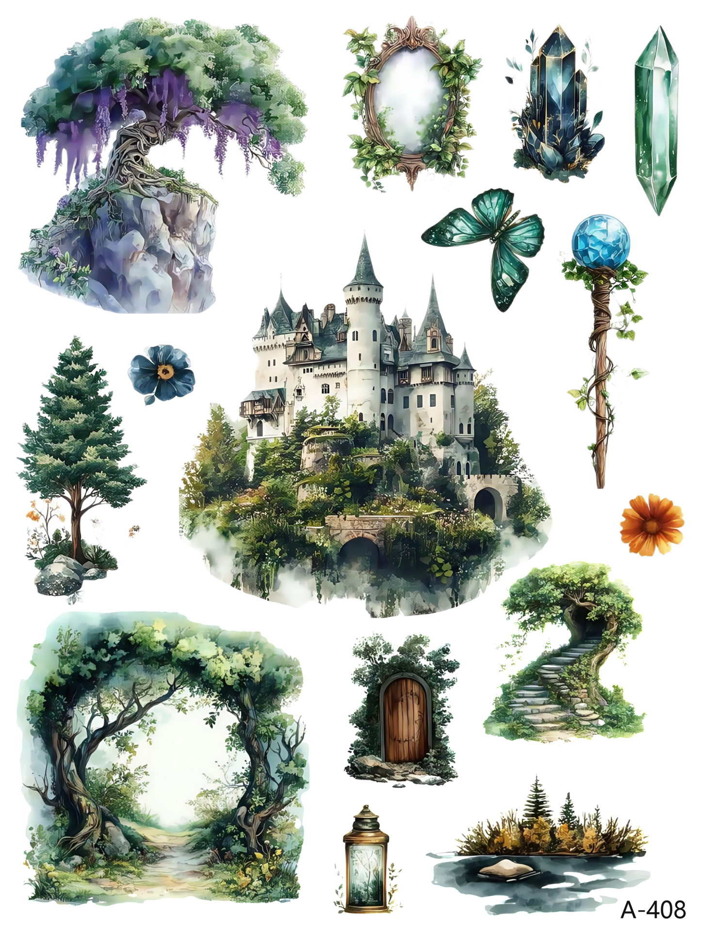 A404-A409 embossed sticker A408 embossed sticker