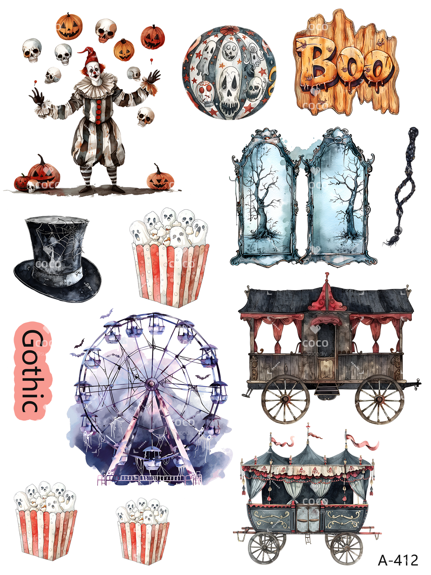 A412-A422 embossed sticker