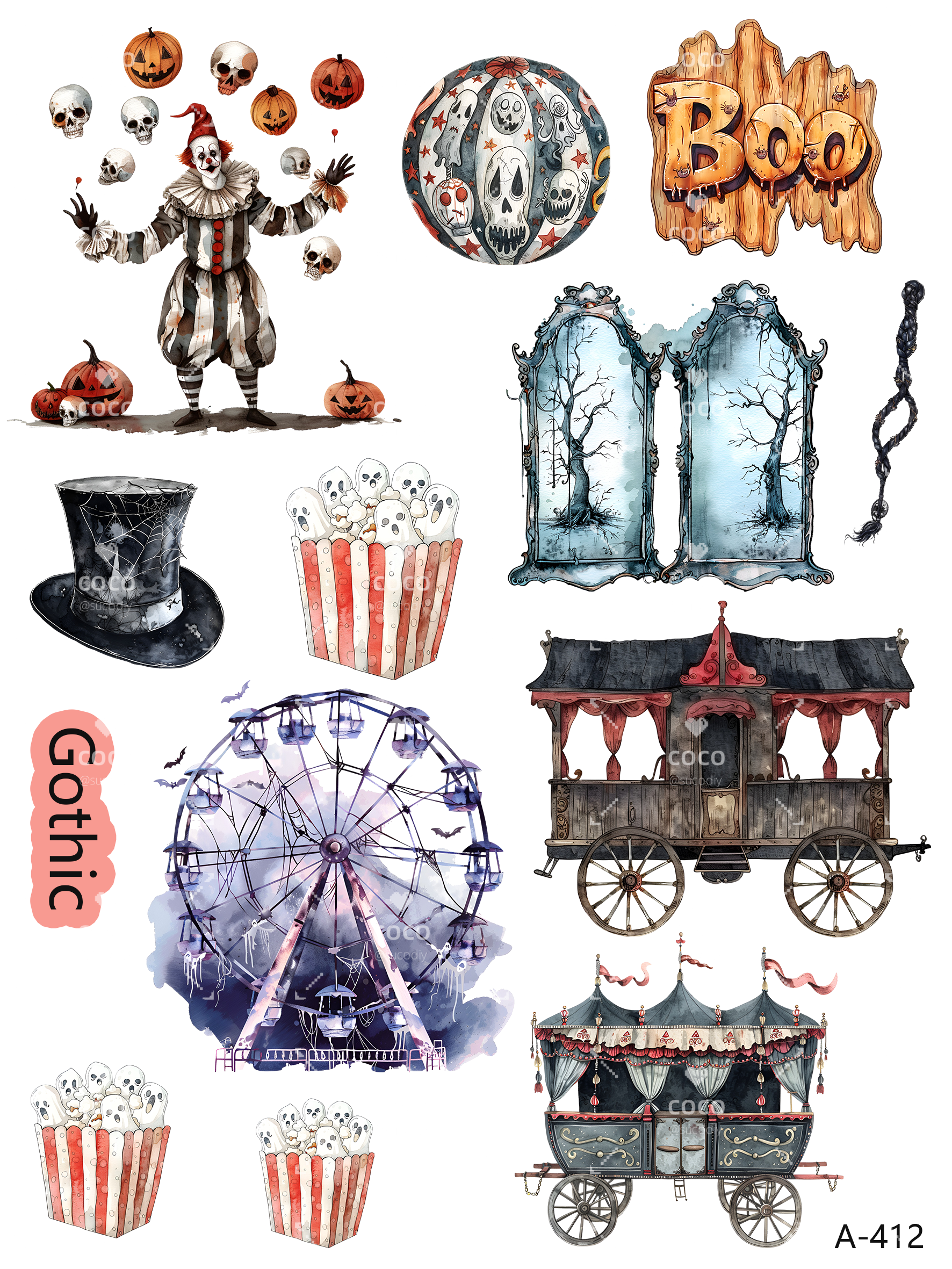 A412-A422 embossed sticker