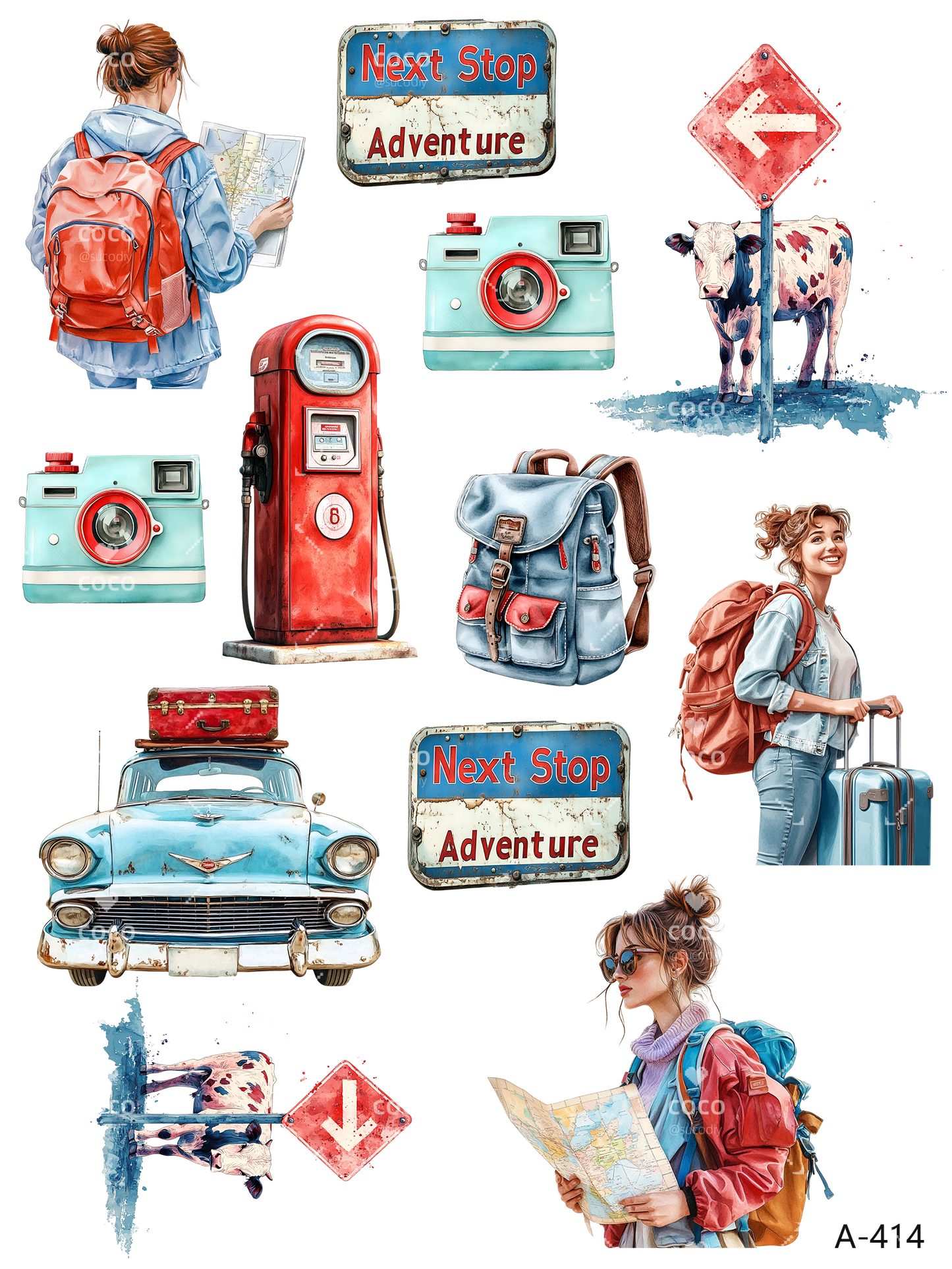 A412-A422 embossed sticker A414 embossed sticker