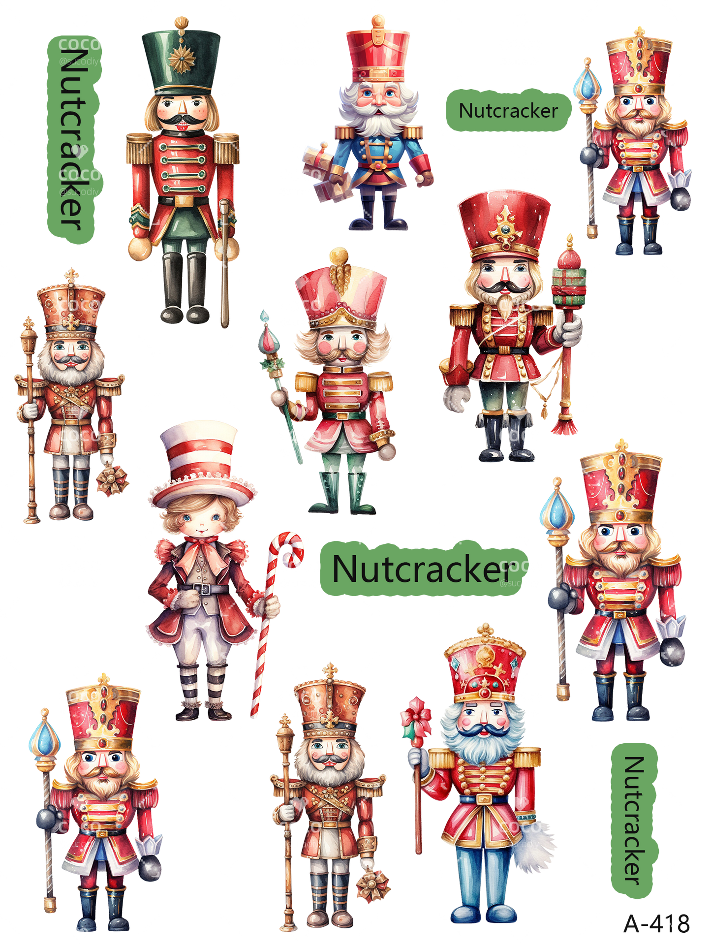 A412-A422 embossed sticker A418 embossed sticker