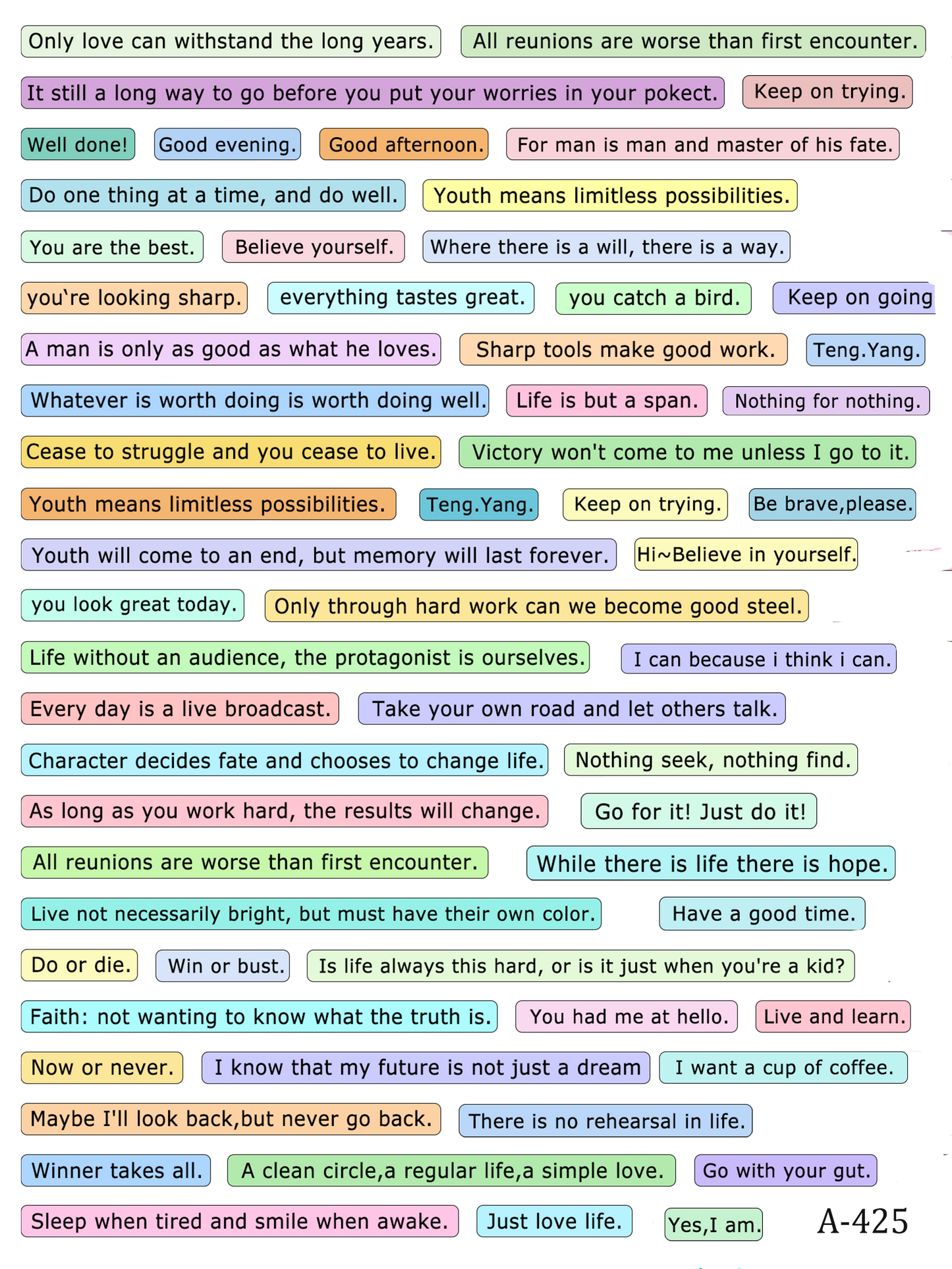 A423-A445 embossed sticker A425 embossed sticker