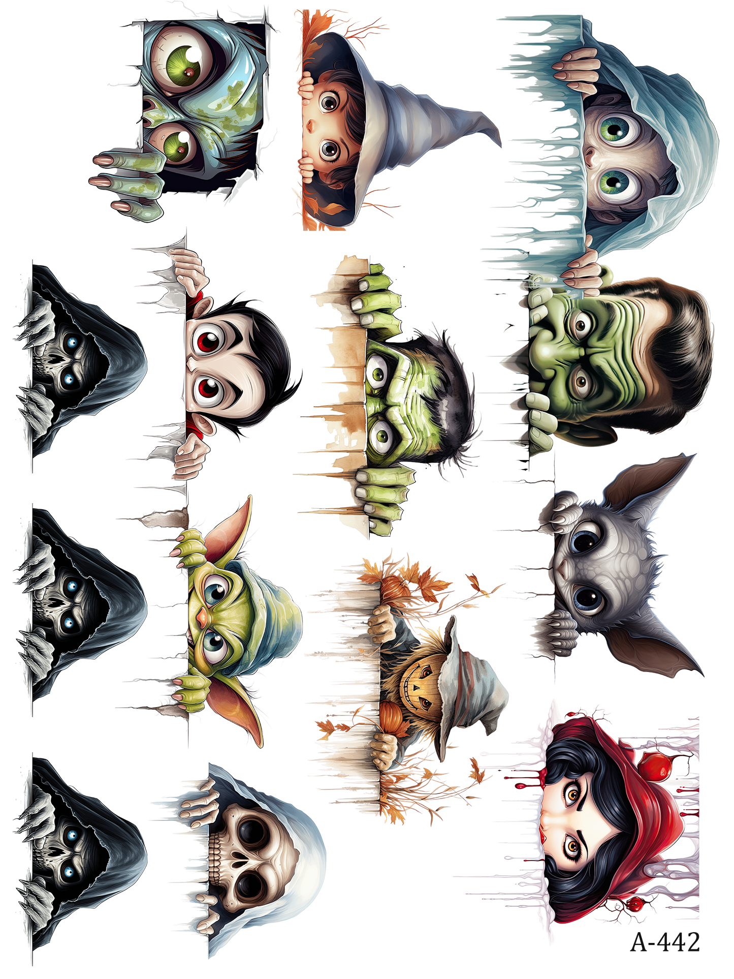 A423-A445 embossed sticker A442 embossed sticker