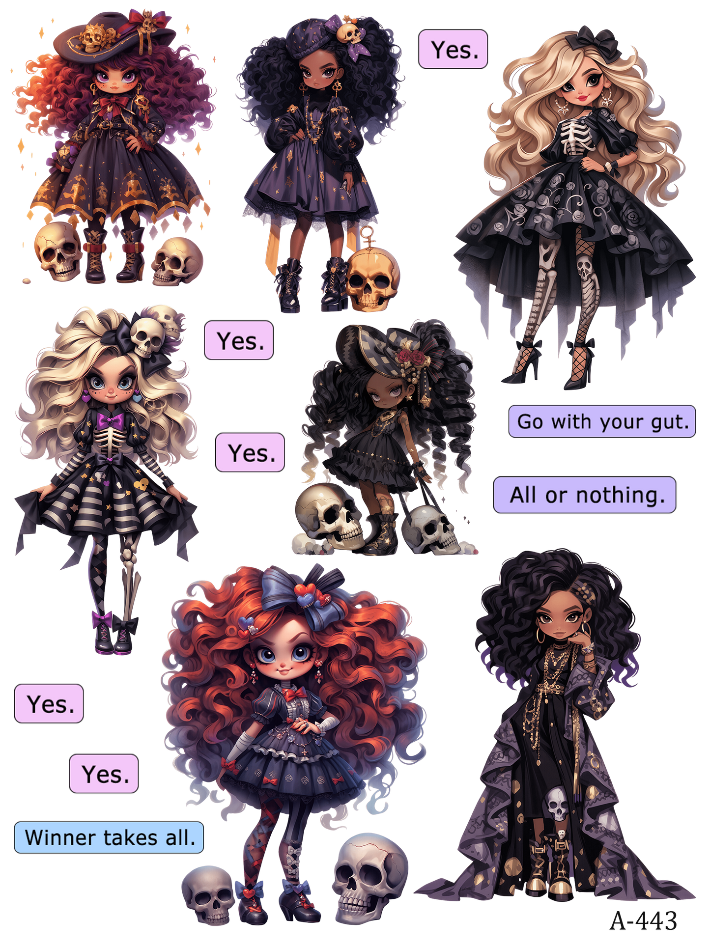 A423-A445 embossed sticker A443 embossed sticker