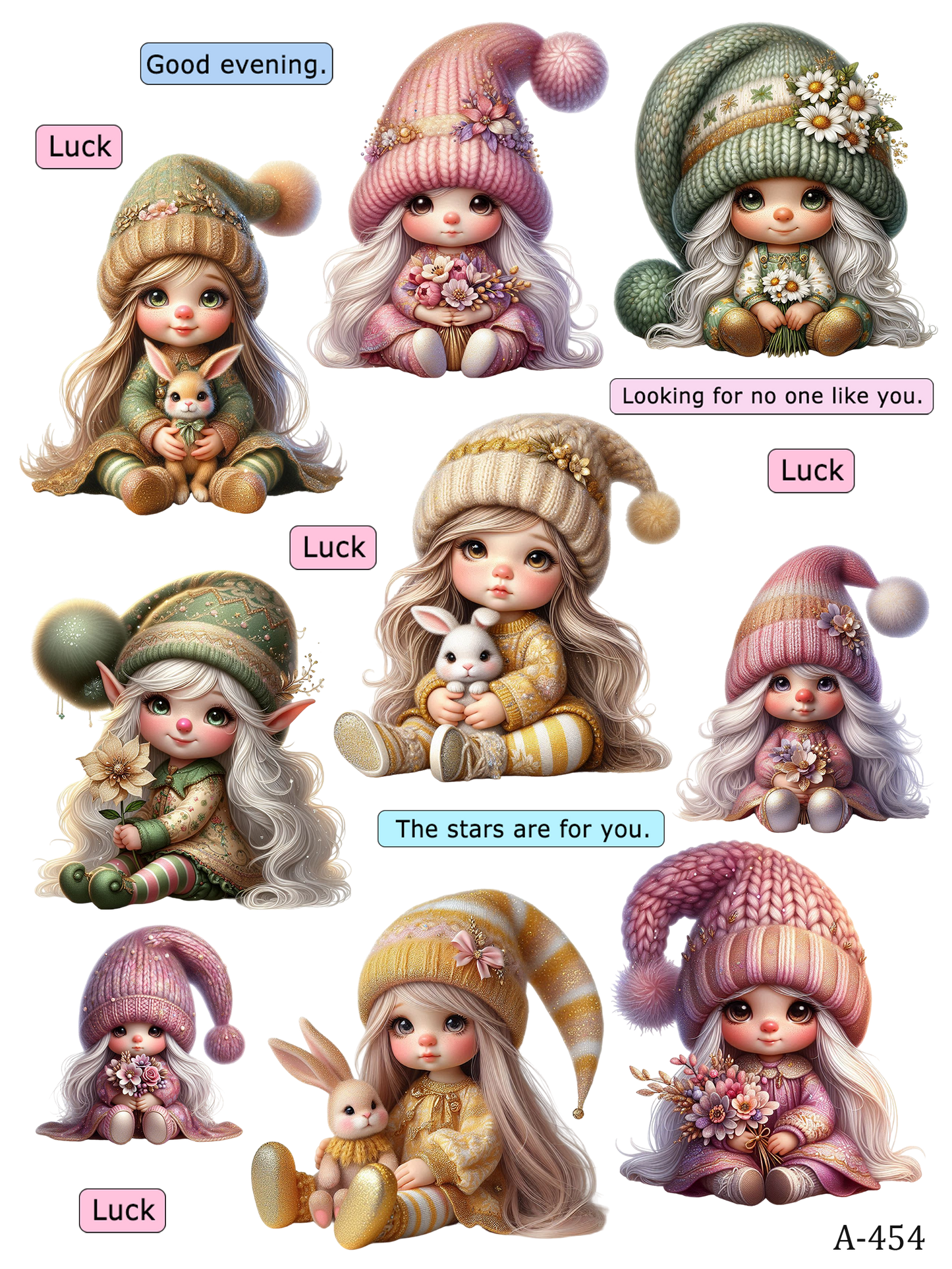 A446-A455 embossed sticker A454 embossed sticker