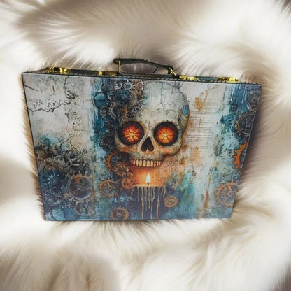 Steampunk skull suitcase