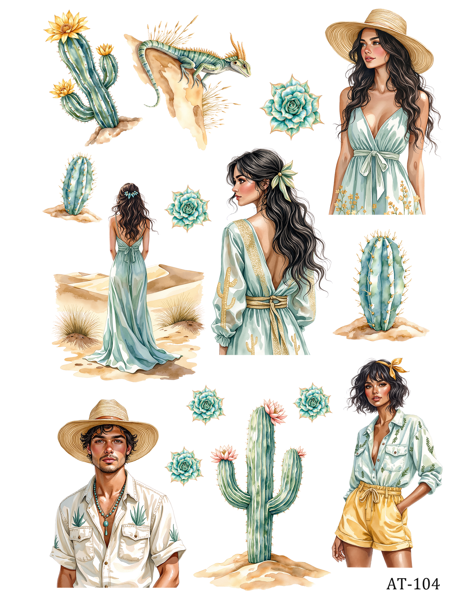 AT99-AT109 embossed sticker AT104