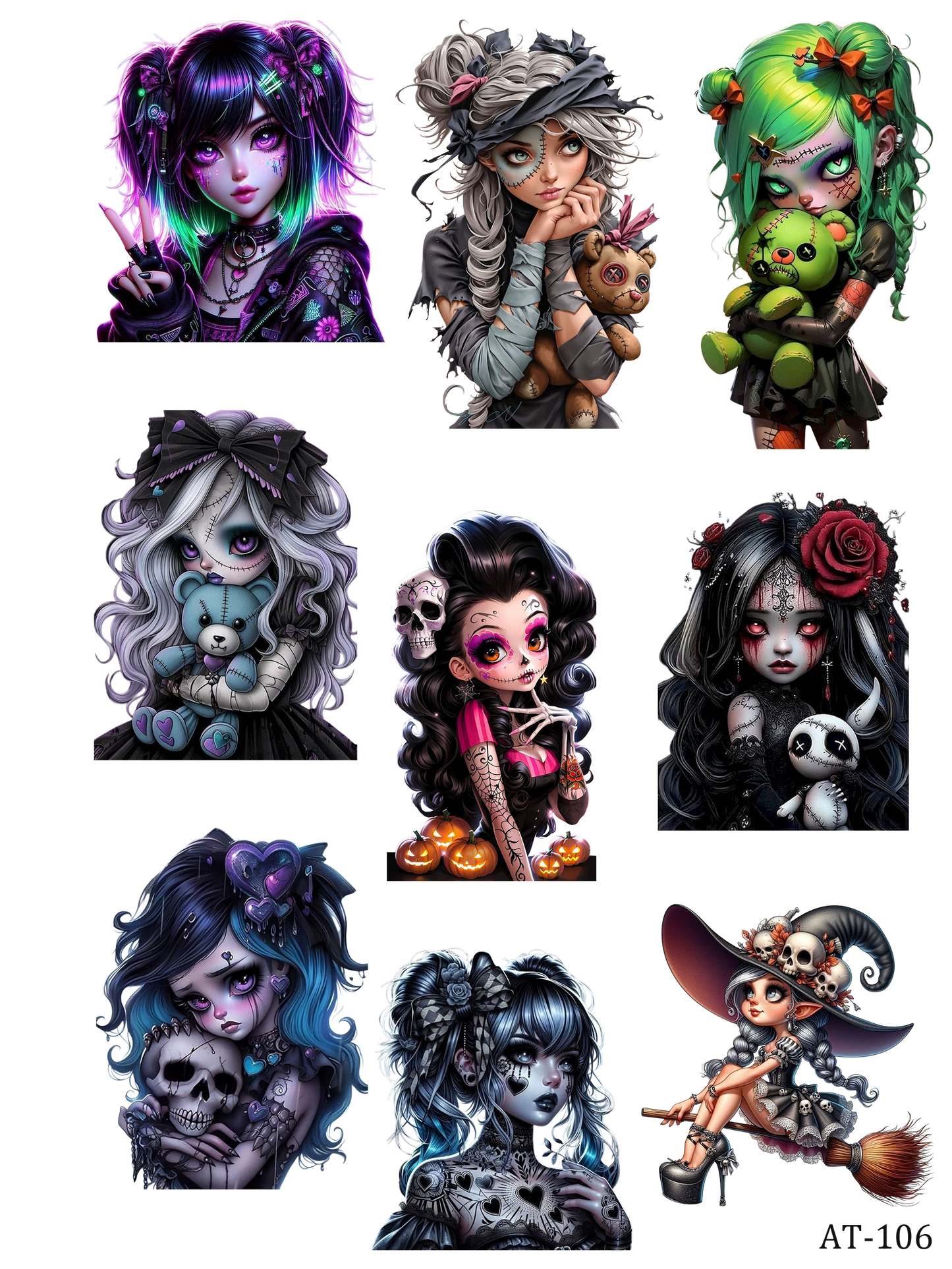 AT99-AT109 embossed sticker AT106