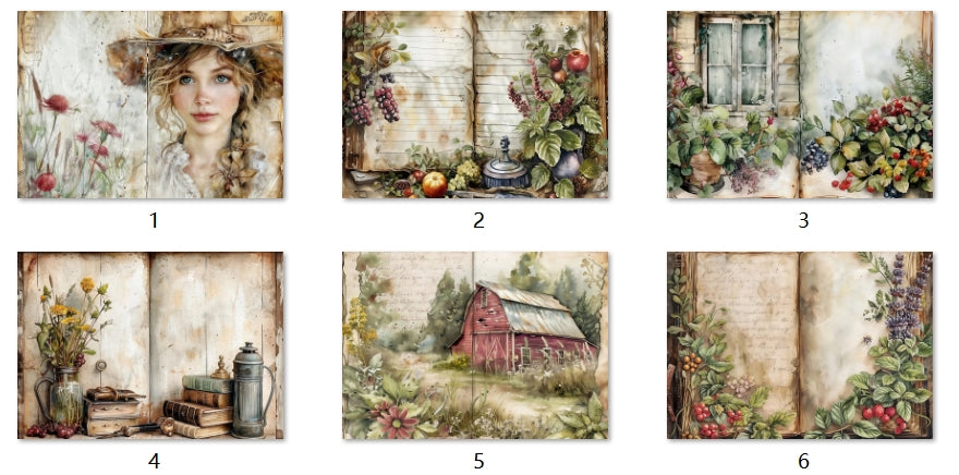 B184-B193 background paper B191 6pcs (A5 size)