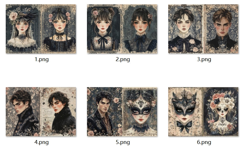 B374-B383 background paper B376 6pcs (A5 size)