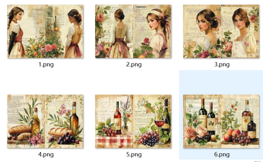 B374-B383 background paper B381 6pcs (A5 size)