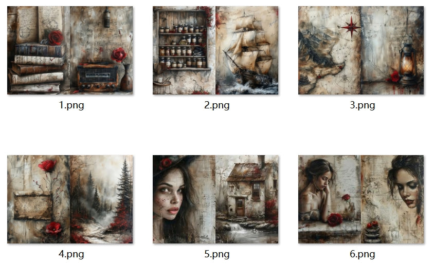 B374-B383 background paper B382 6pcs (A5 size)