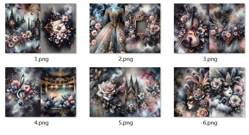 B384-B393 background paper B391 6pcs (A5 size)