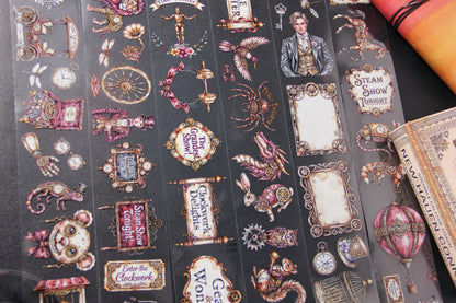 Steampunk Circus Ballroom Soiree Joker Pet Tape Journal Stickers Craft Supplies Planner for Creative Projects Unique Theme