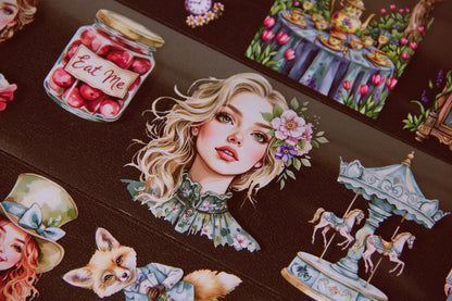 Wonderland PET Tape - Alice In Wonderland Journal Stickers for Creative Journaling & Scrapbooking
