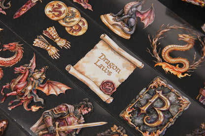Celestial Dragon Medieval Magic Mystery Lady Pet Tape Journal Stickers Craft Supplies Planner Supplies for Creative Projects