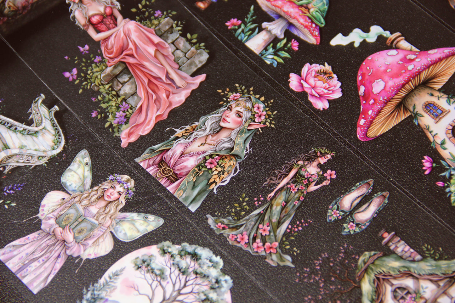 Pink Garden Forest Fairies Journal Stickers Craft Supplies Planner Supplies for Creative Projects