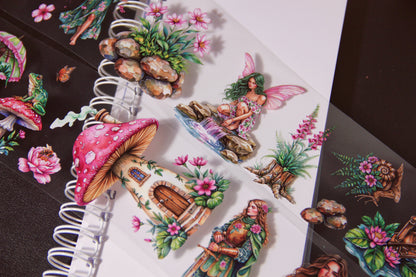 Pink Garden Forest Fairies Journal Stickers Craft Supplies Planner Supplies for Creative Projects