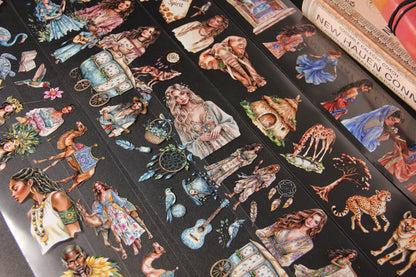 Exotic Charm Boho Africa West Lady & Nature Pet Tape Journal Stickers for Creative Projects Planner Supplies Craft Supplies
