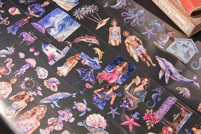 Coastal Memories Beach Romantic Ocean Fashion Pet Tape Journal Stickers Craft Supplies Planner Supplies for Creative Projects