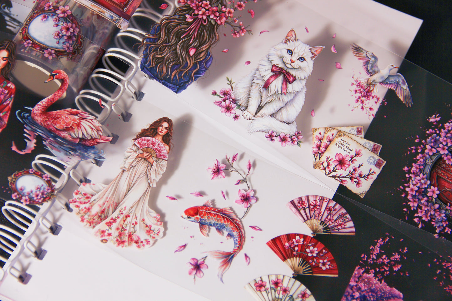 Sakura Dreamy Cherry Blossom Journal Stickers Spring Bossom Pet Tape Craft Supplies for Creative Projects Planner Decorative Touch