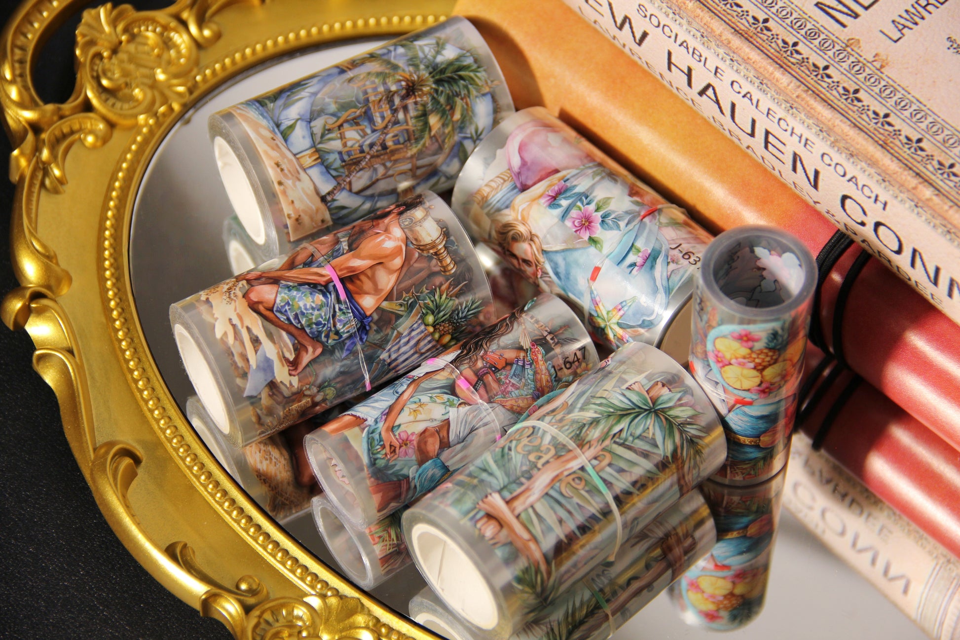 Summer Beach Tropical Island Seaside Travel Pet Tape Journal Stickers for Creative Projects Planner Supplies with Fun Designs