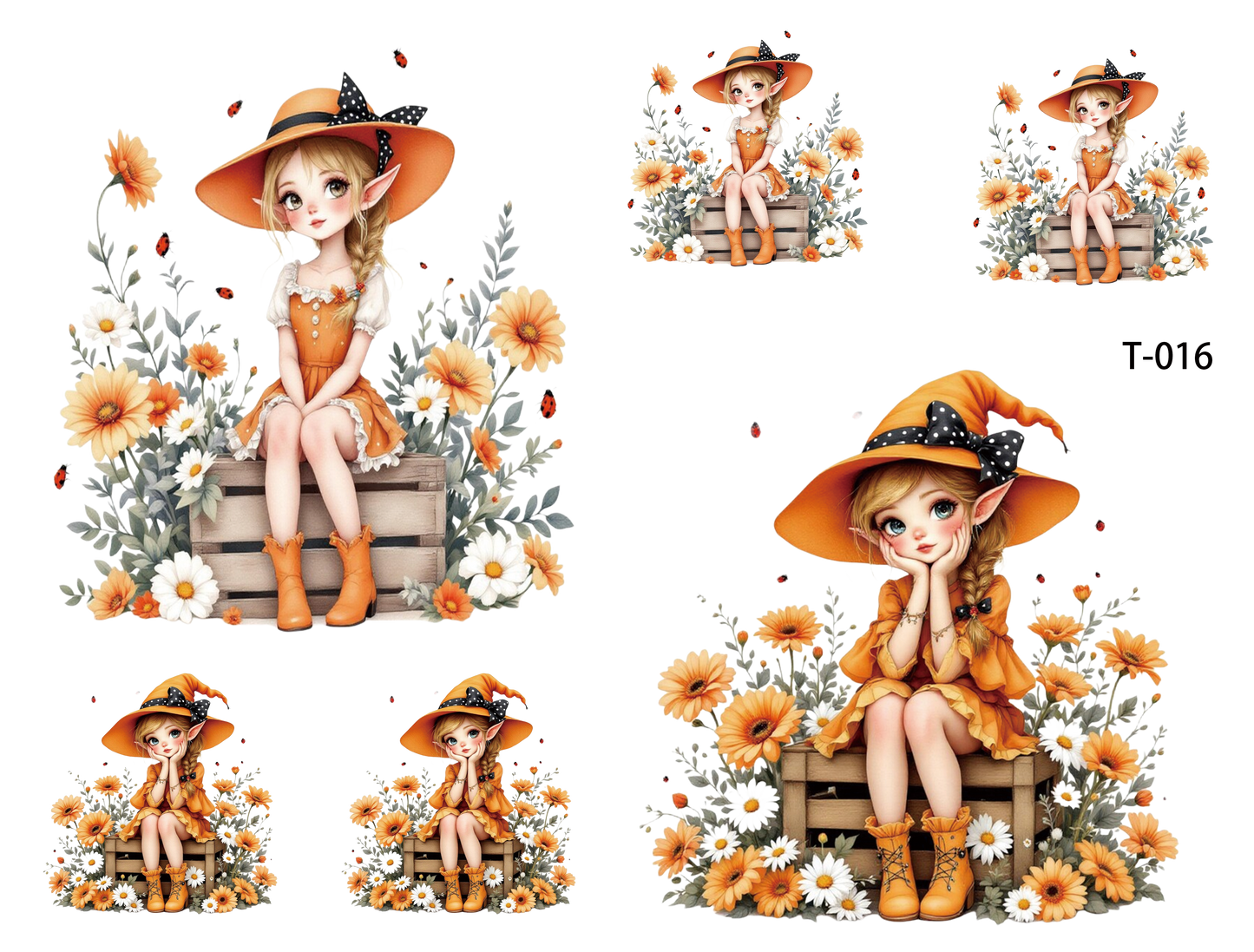 T011-T020 3D pre-cut embossed sticker 1pcs（4.92*3.74 inch） T-016