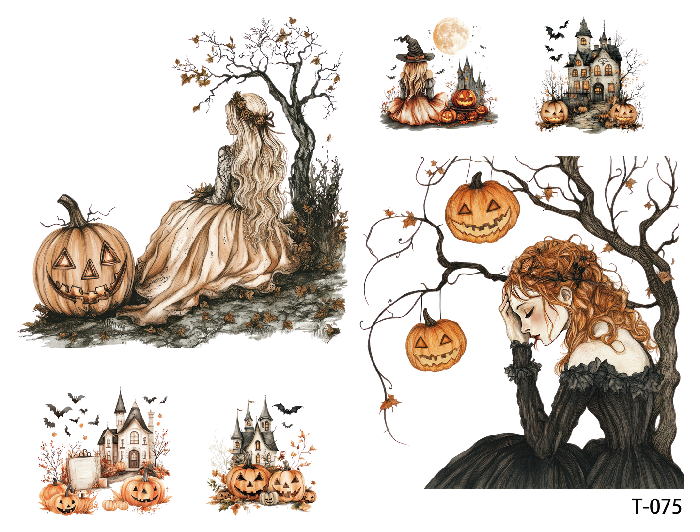 T071-T080 3D pre-cut embossed sticker 1pcs(4.92*3.74 inch) T075