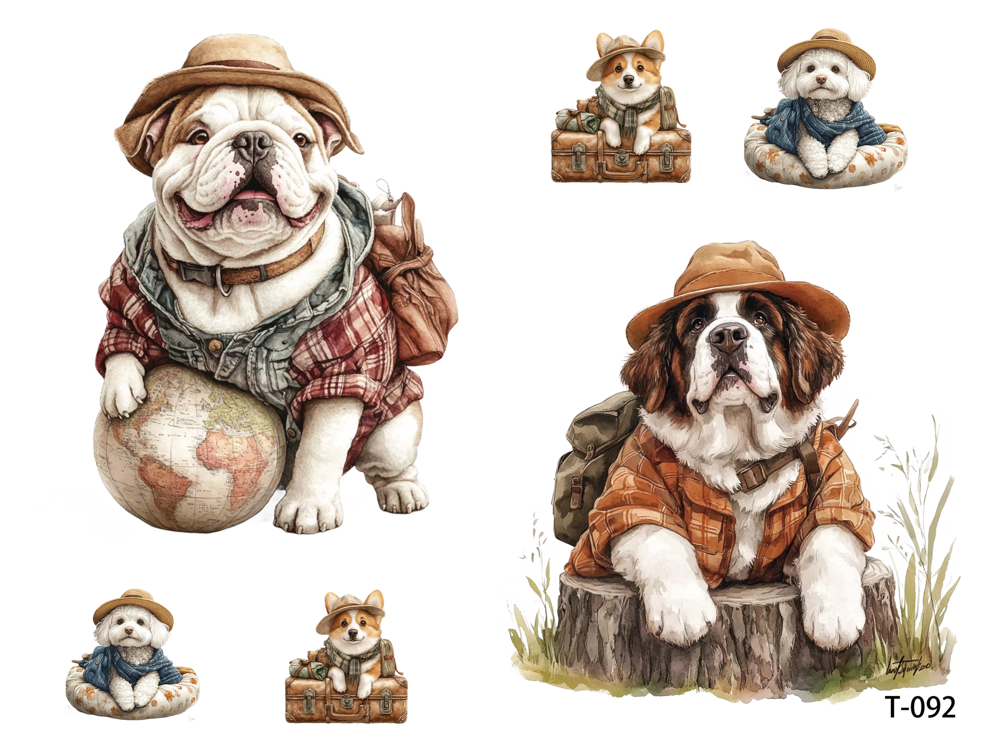 T091-T100 3D pre-cut embossed sticker 1pcs(4.92*3.74 inch) T092