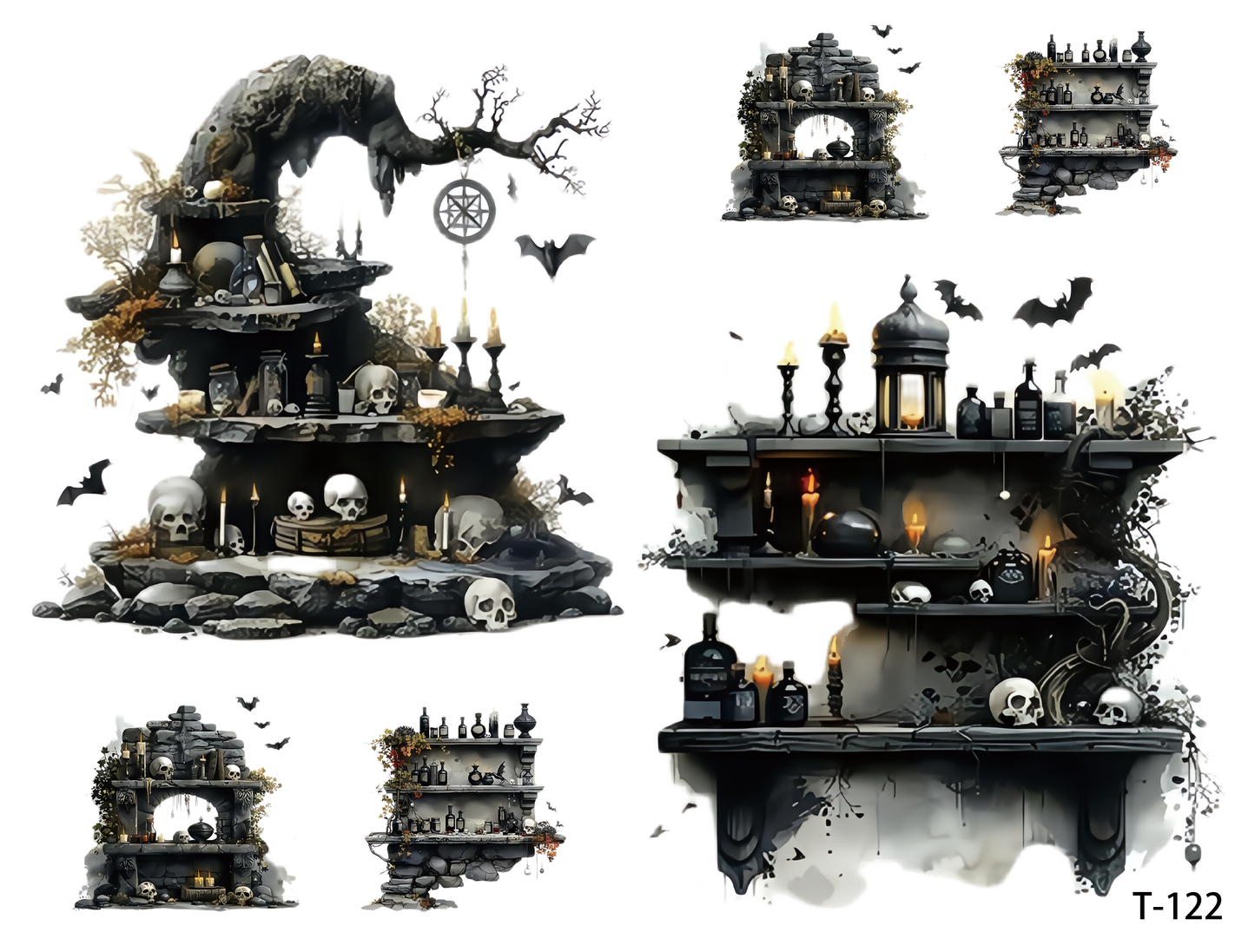 T121-T130 3D pre-cut embossed sticker 1pcs(4.92*3.74 inch) T122