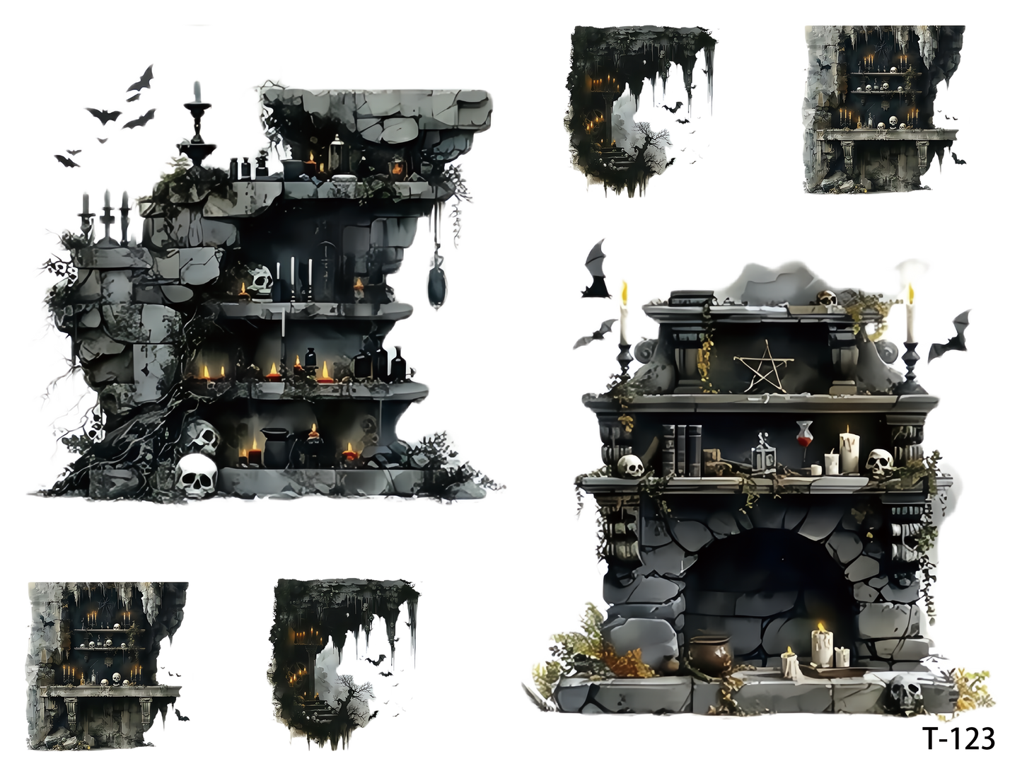 T121-T130 3D pre-cut embossed sticker 1pcs(4.92*3.74 inch) T123