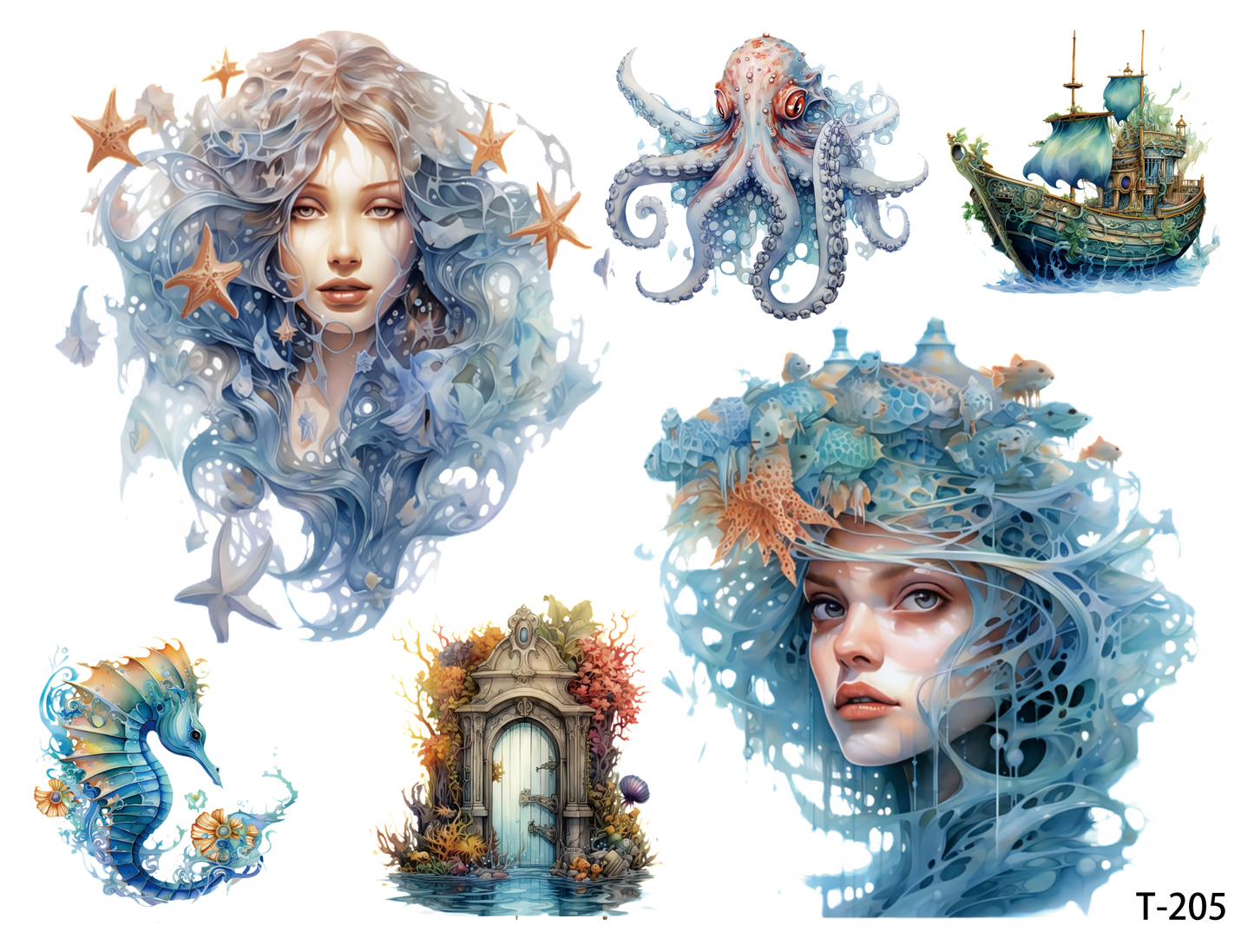 T201-T210 3D pre-cut embossed sticker 1pcs(4.92*3.74 inch) T205