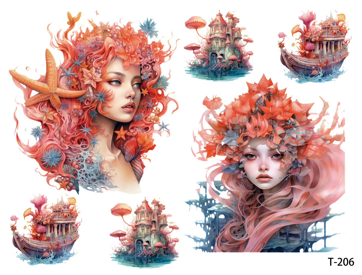 T201-T210 3D pre-cut embossed sticker 1pcs(4.92*3.74 inch) T206