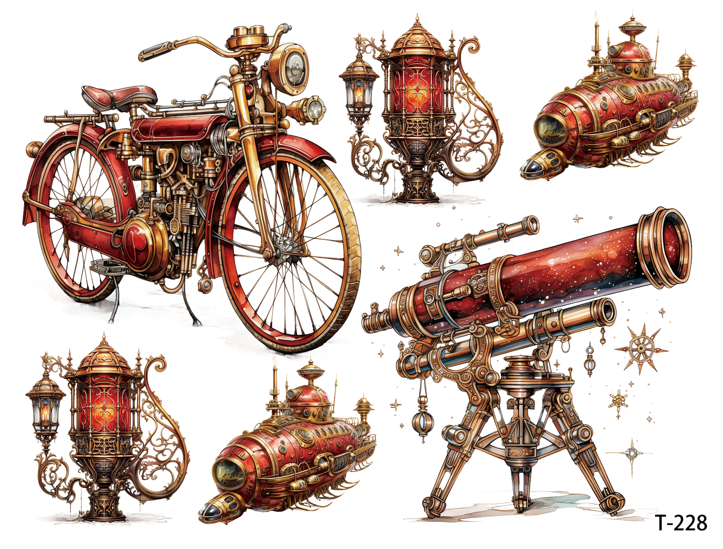 T221-T230 3D pre-cut embossed sticker 1pcs(4.92*3.74 inch) T228