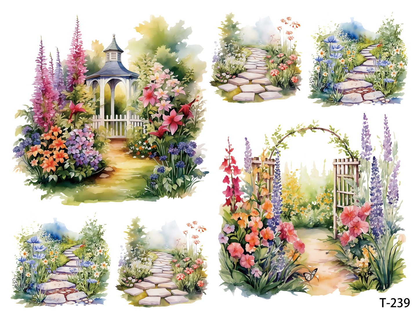 T231-T240 3D pre-cut embossed sticker 1pcs(4.92*3.74 inch) T239