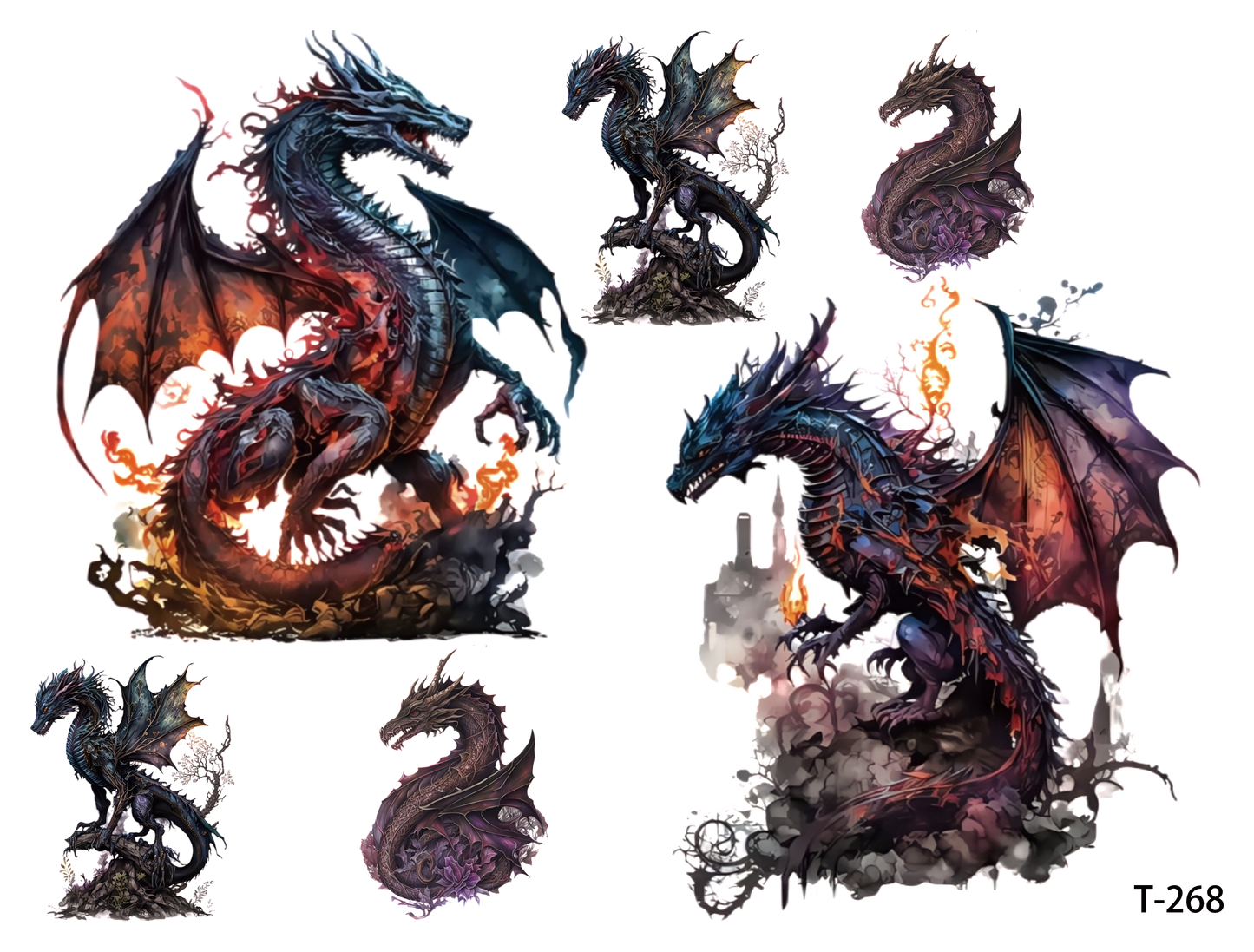 T261-T270 3D pre-cut embossed sticker 1pcs(4.92*3.74 inch) T268