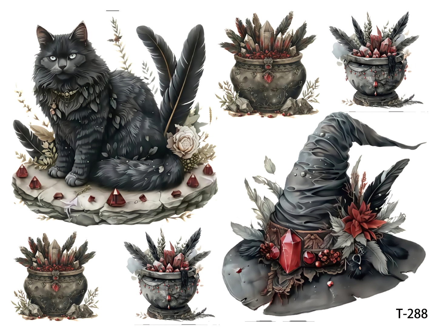 T281-T290 3D pre-cut embossed sticker 1pcs(4.92*3.74 inch) T288