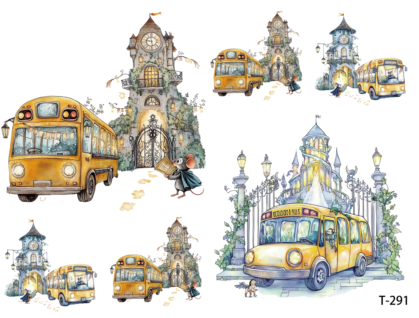 T291-T300 3D pre-cut embossed sticker 1pcs(4.92*3.74 inch) T291