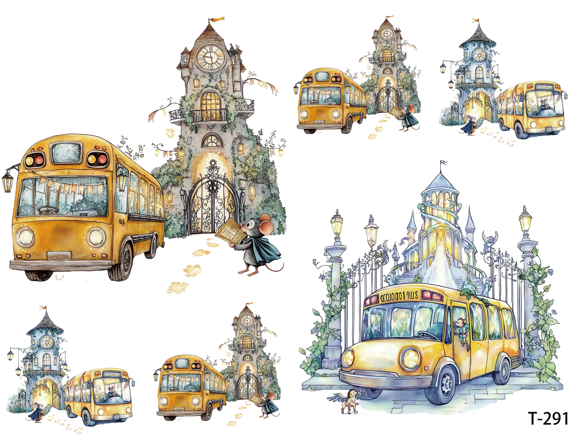 T291-T300 3D pre-cut embossed sticker 1pcs(4.92*3.74 inch) T291