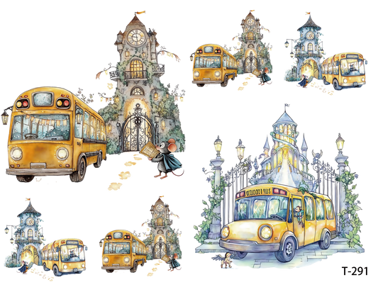 T291-T300 3D pre-cut embossed sticker 1pcs(4.92*3.74 inch) T291