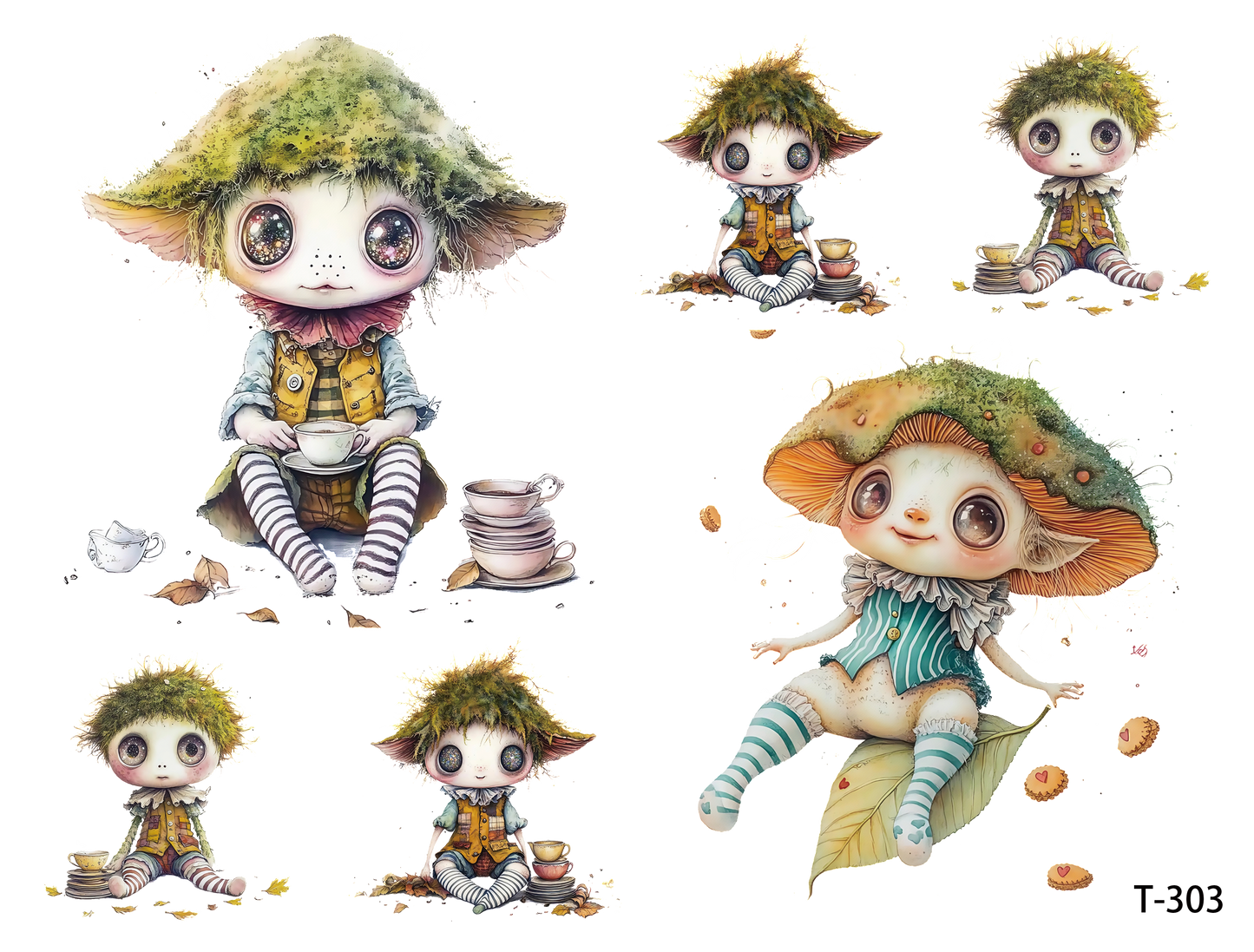 T301-T310 3D pre-cut embossed sticker 1pcs(4.92*3.74 inch) T303