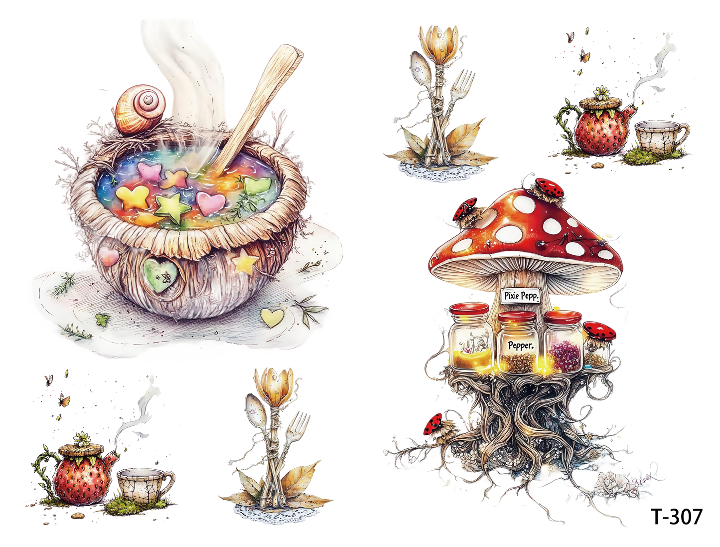 T301-T310 3D pre-cut embossed sticker 1pcs(4.92*3.74 inch) T307