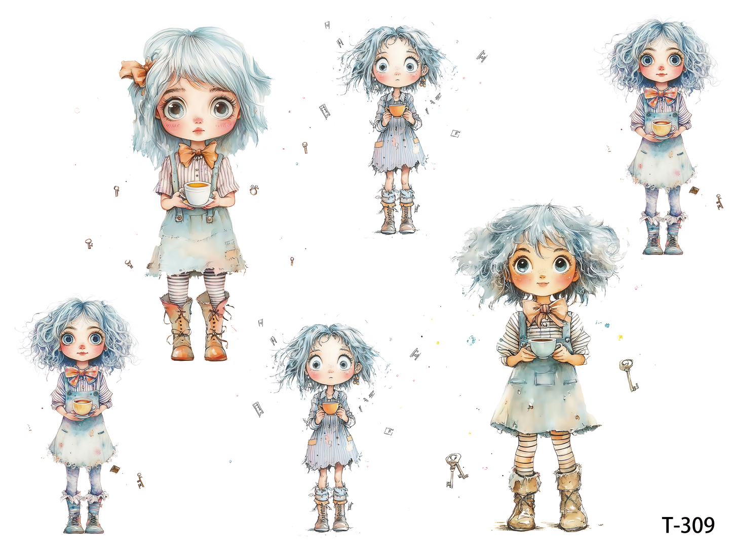 T301-T310 3D pre-cut embossed sticker 1pcs(4.92*3.74 inch) T309