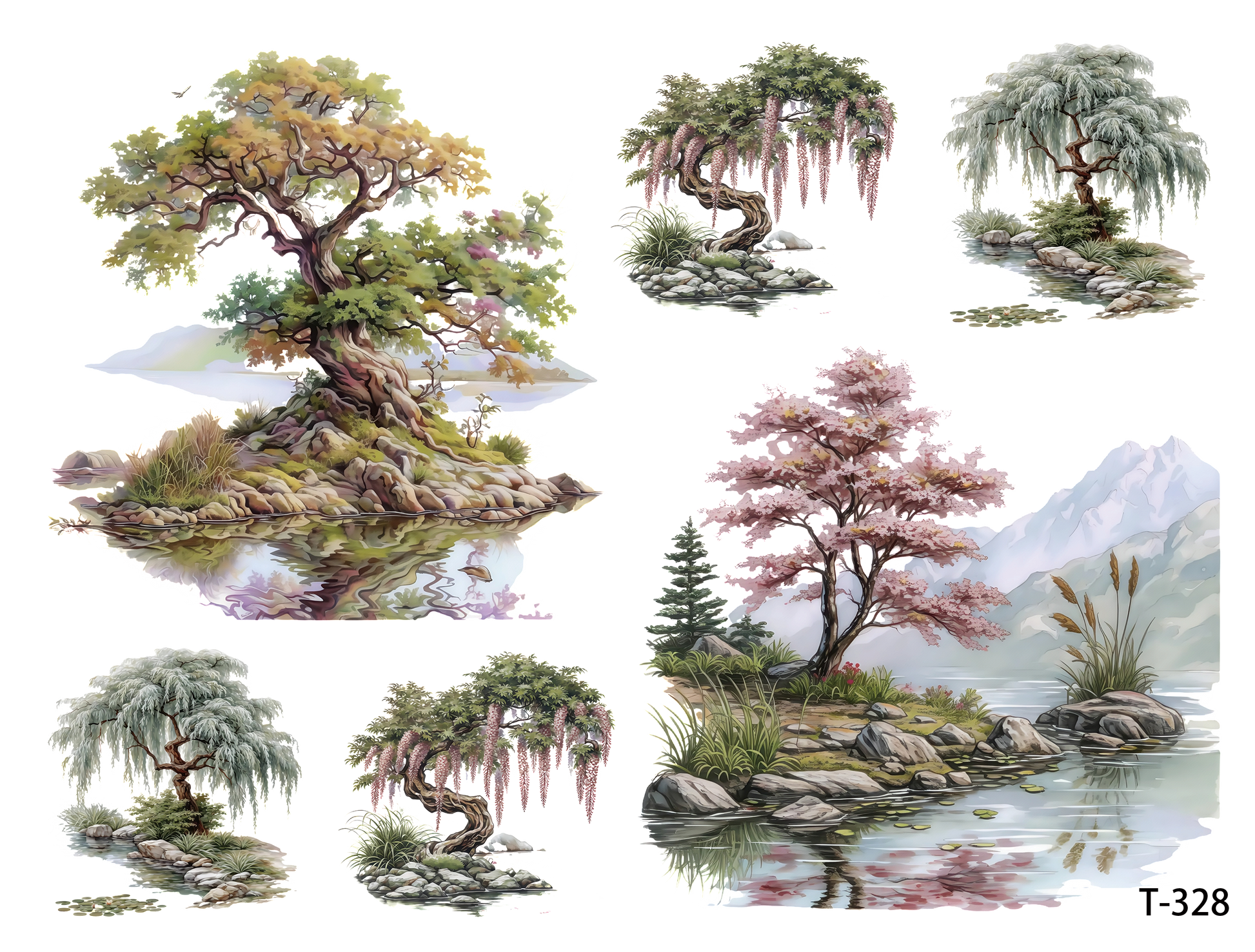 T321-T330 3D pre-cut embossed sticker 1pcs(4.92*3.74 inch) T328