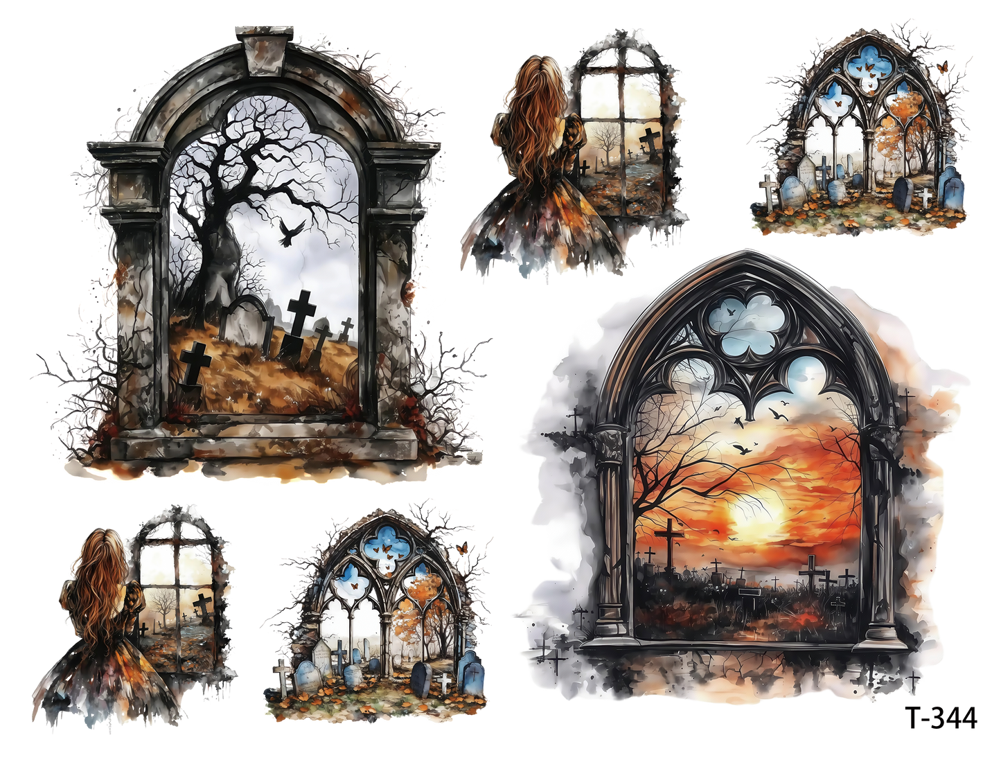 T341-T350 3D pre-cut embossed sticker 1pcs(4.92*3.74 inch) T344