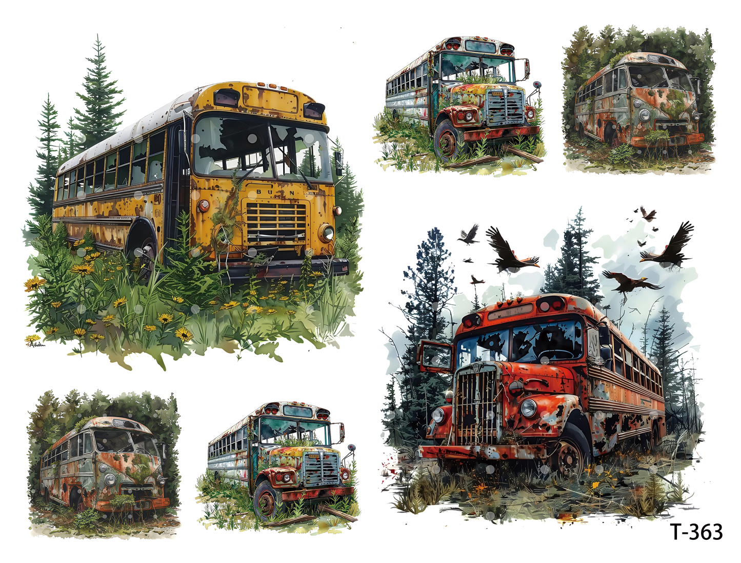 T361-T370 3D pre-cut embossed sticker 1pcs(4.92*3.74 inch) T363