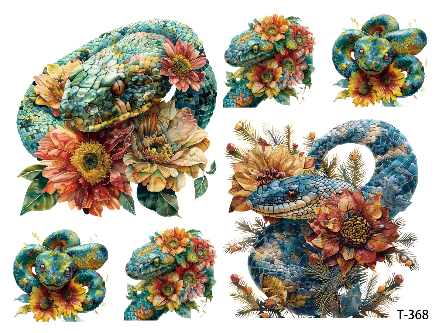 T361-T370 3D pre-cut embossed sticker 1pcs(4.92*3.74 inch) T368