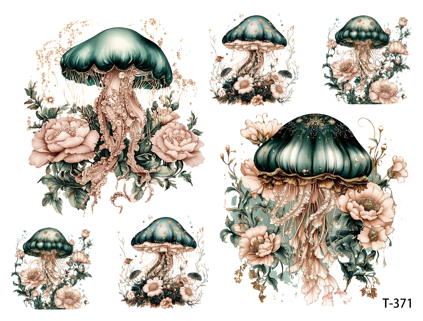 T371-T380 3D pre-cut embossed sticker 1pcs(4.92*3.74 inch) T371